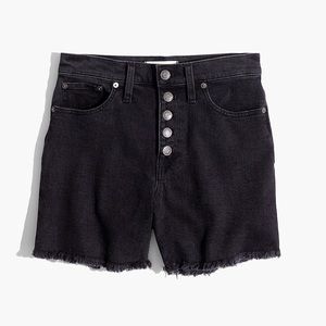 Madewell High-Rise Denim Boyshorts in Faded Black: Button-Through Edition Sz 28